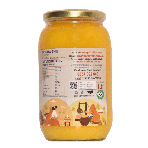 Desi Cow A2 Bilona Ghee 1 Liter